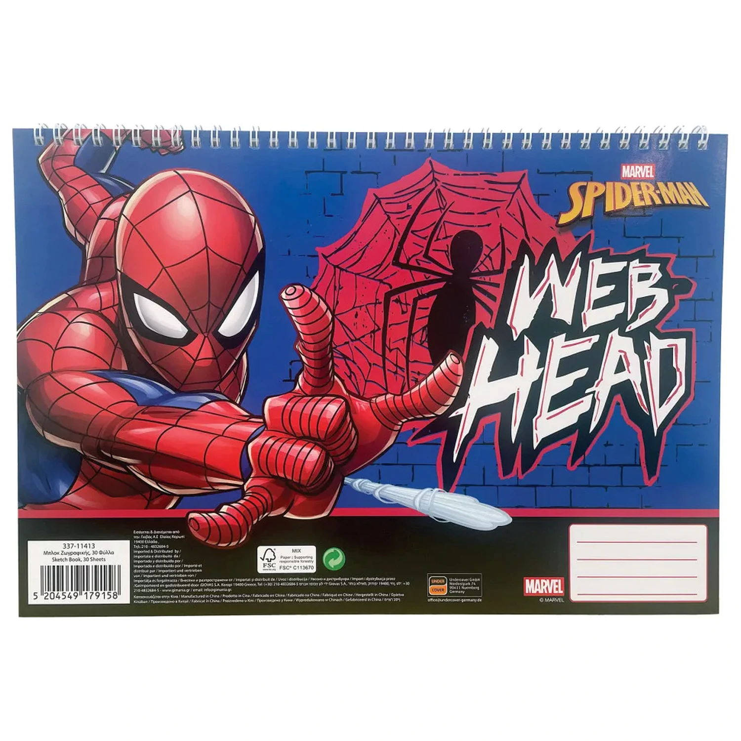 Spider-Man Web Head A/4 Spiralna bilježnica za skiciranje, 30 listova fotografija proizvoda