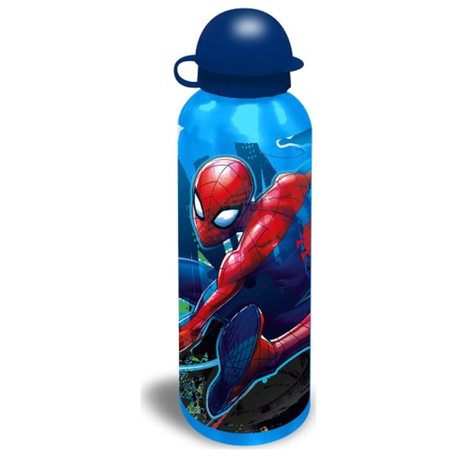 Spider-Man Web-Slinger plava aluminijska boca za vodu s čepom na izljev, 500 ml fotografija proizvoda