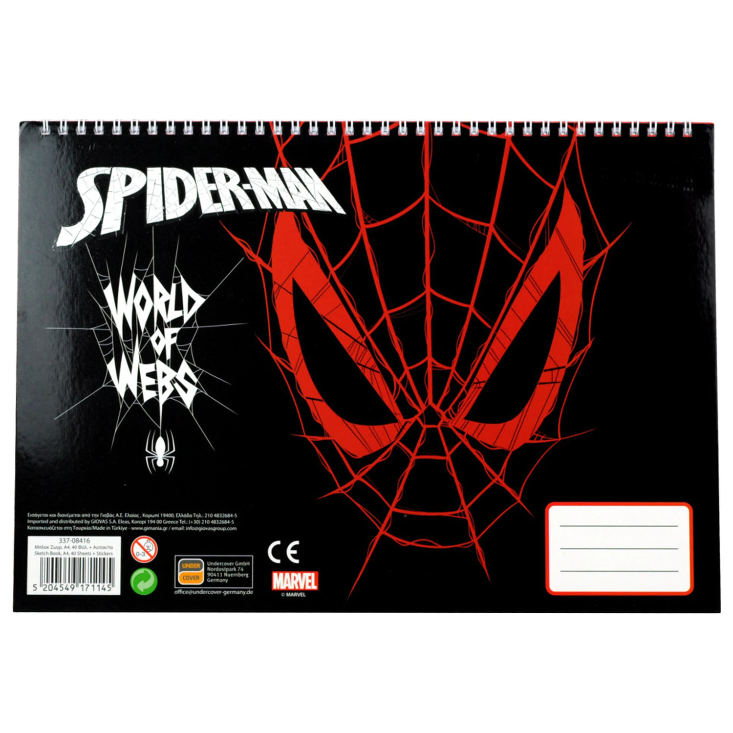 Spider-Man World of Webs A/4 Spiralni blok za crtanje 40 listova sa naljepnicama fotografija proizvoda