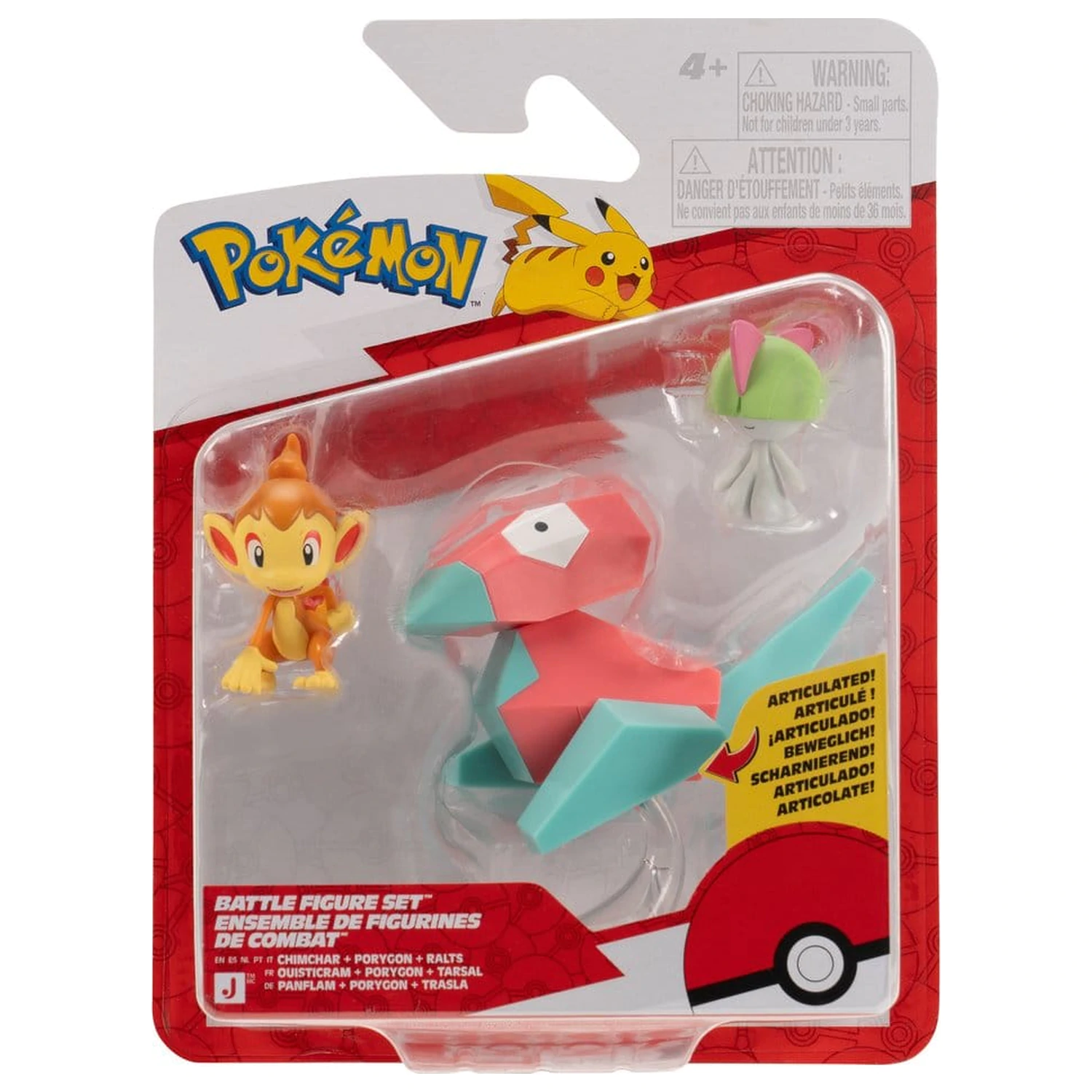 Pokémon Battle Figure Set Akcijske Figure Chimchar, Ralts & Porygon (pakiranje od 3) fotografija proizvoda