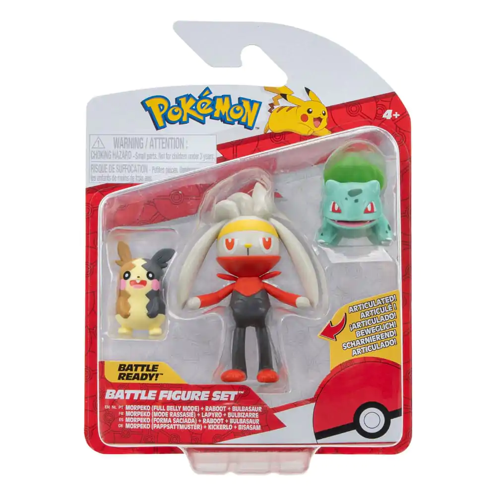 Pokémon figurice za borbu set od 3 komada Morpeko (Full-Belly Mode), Bulbasaur #1, Raboot 5 cm fotografija proizvoda