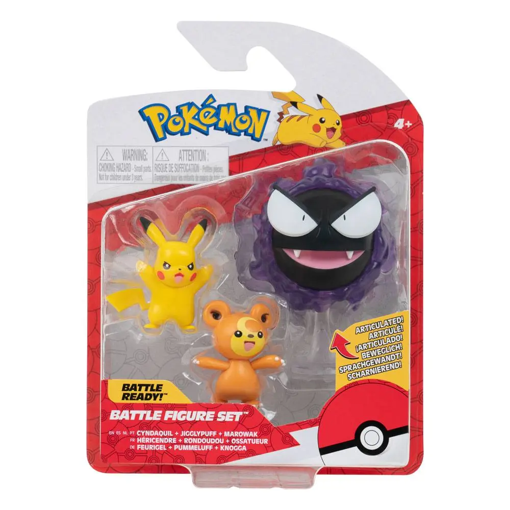 Pokémon Battle Figure Set od 3 figure Teddiursa, Pikachu #9, Gastly 5 cm fotografija proizvoda