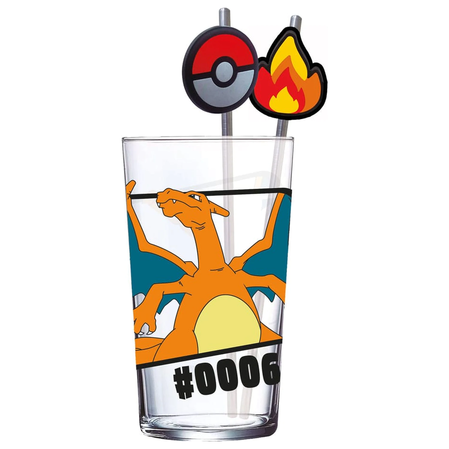 Pokémon staklena čaša sa slamkama Charizard 480 ml fotografija proizvoda