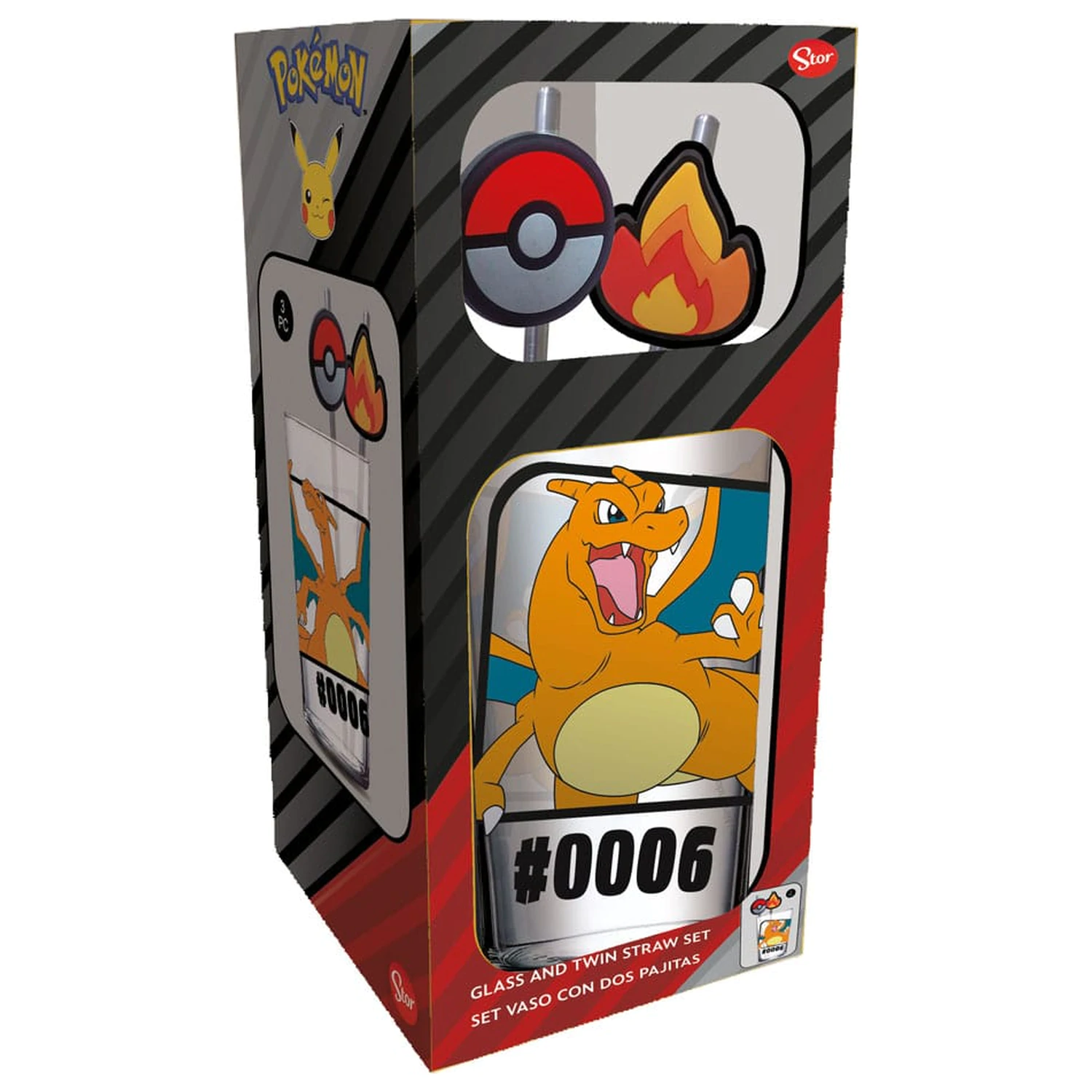 Pokémon staklena čaša sa slamkama Charizard 480 ml fotografija proizvoda