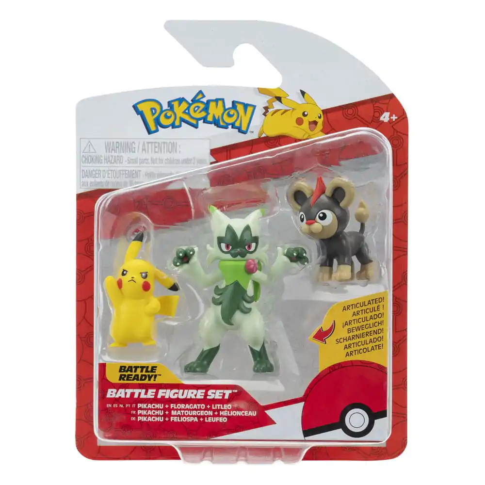 Pokémon First Partner Battle Figure Set Set figura 3-Pack Litleo, Pikachu & Floragato fotografija proizvoda