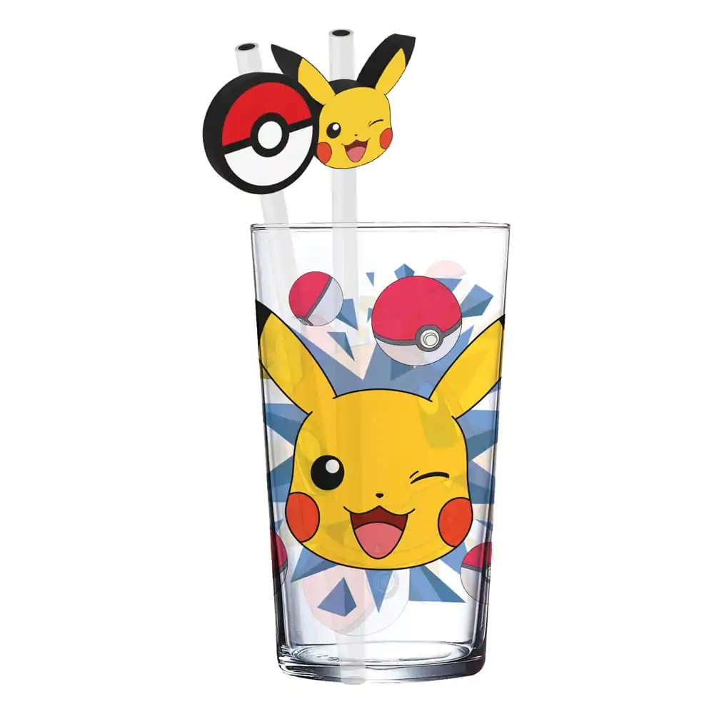 Pokémon Staklena čaša s slamčicama Pikachu 485 ml fotografija proizvoda