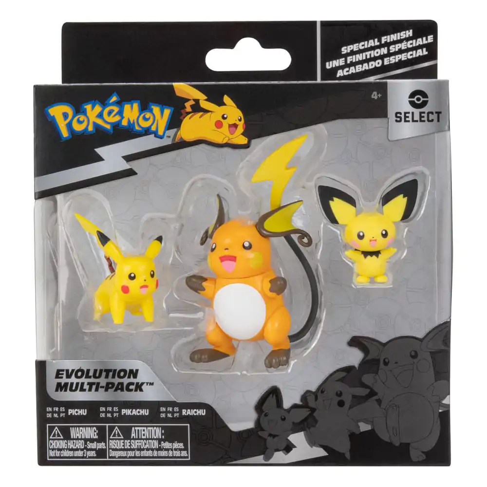Pokémon Select akcijske figure 3-Pack Evolution Pichu, Pikachu, Raichu fotografija proizvoda