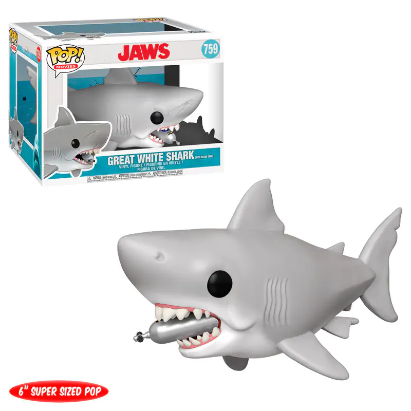 Jaws Oversized POP! Movies Vinilna Figura Jaws s Bocama za Ronjenje 15 cm fotografija proizvoda