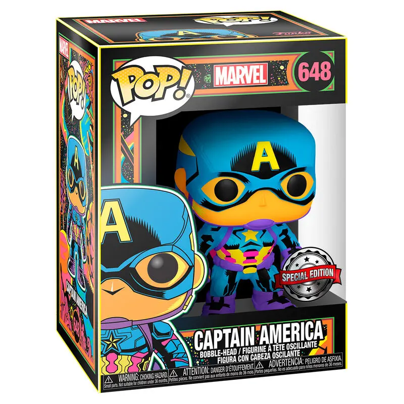 Marvel POP! Marvel Black Light Vinyl Figura Kapetan Amerika 9 cm fotografija proizvoda