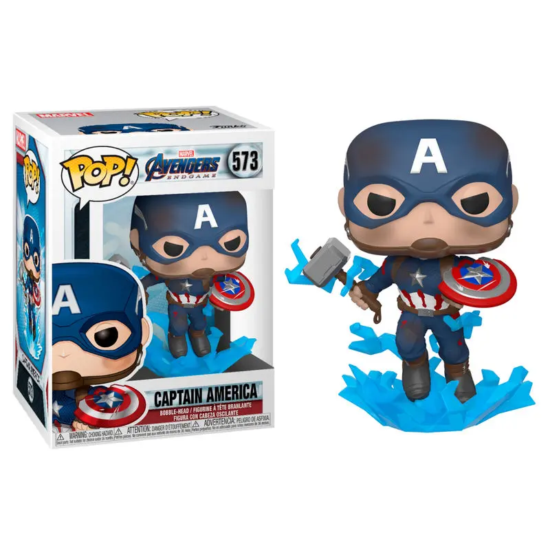 Avengers: Endgame POP! Movies Vinilna Figura Captain America s razbijenim štitom & Mjölnir 9 cm fotografija proizvoda