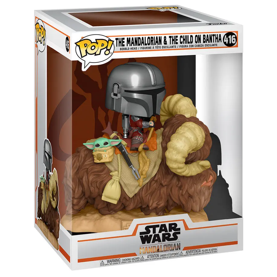 Star Wars The Mandalorian POP! Deluxe Vinyl Figura The Mandalorian on Wantha with Child in Bag 9 cm fotografija proizvoda