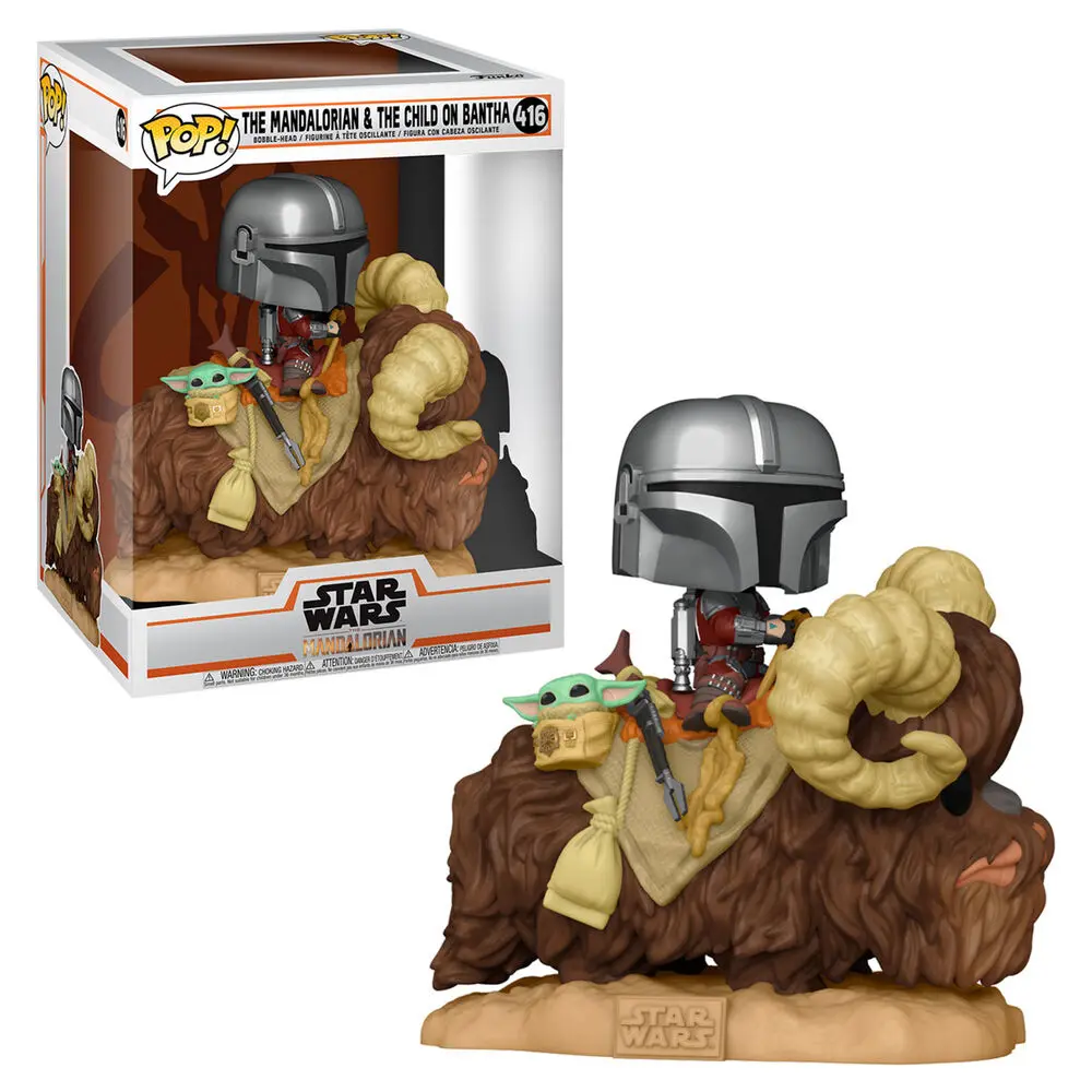 Star Wars The Mandalorian POP! Deluxe Vinyl Figura The Mandalorian on Wantha with Child in Bag 9 cm fotografija proizvoda