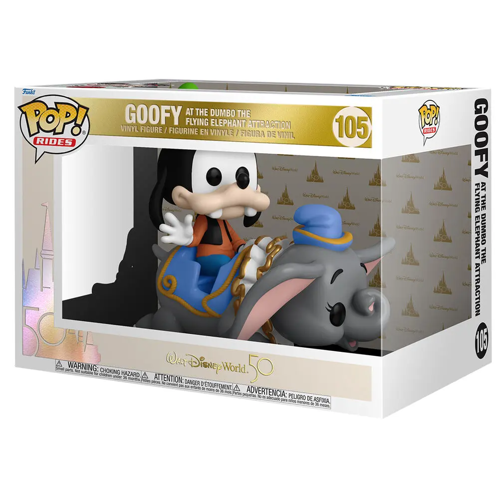 Walt Disney World 50th Anniversary POP! Rides Super Deluxe Vinilna figura Dumbo s Goofyjem 15 cm fotografija proizvoda