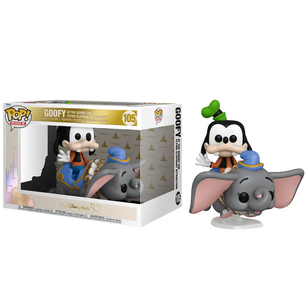 Walt Disney World 50th Anniversary POP! Rides Super Deluxe Vinilna figura Dumbo s Goofyjem 15 cm fotografija proizvoda