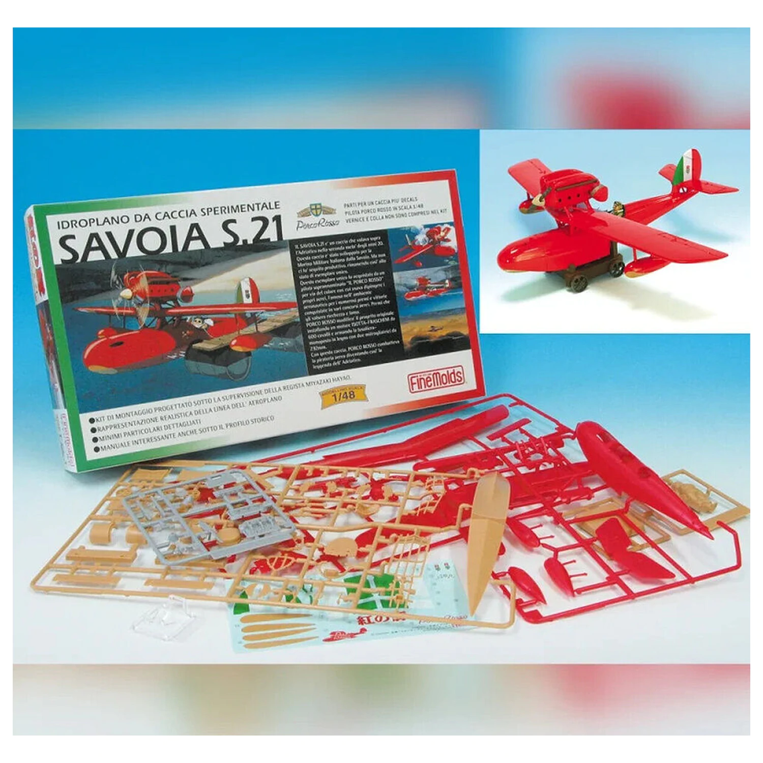 Porco Rosso Savoia S.21 Seaplane model kit + Porco Rosso figura fotografija proizvoda