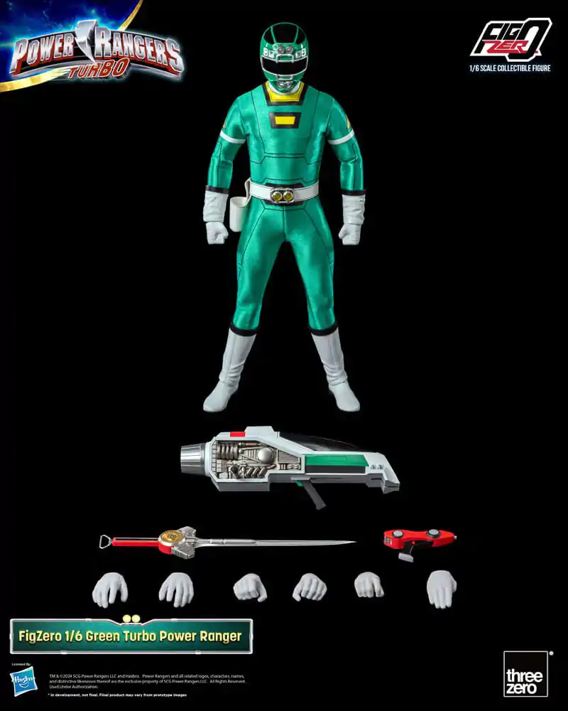 Power Rangers Turbo FigZero akcijska figura 1/6 Zeleni Turbo Power Ranger 30 cm fotografija proizvoda