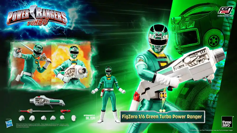 Power Rangers Turbo FigZero akcijska figura 1/6 Zeleni Turbo Power Ranger 30 cm fotografija proizvoda