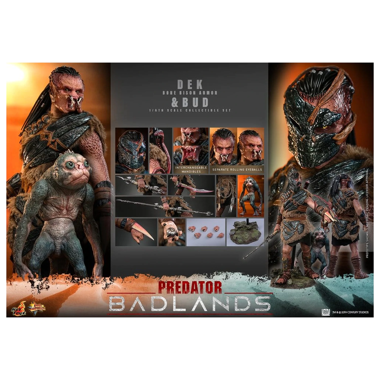 Predator: Badlands Movie Masterpiece akcijske figure 2-pakiranje 1/6 Dek (Bone Bison Armor) i Bud 31 cm fotografija proizvoda
