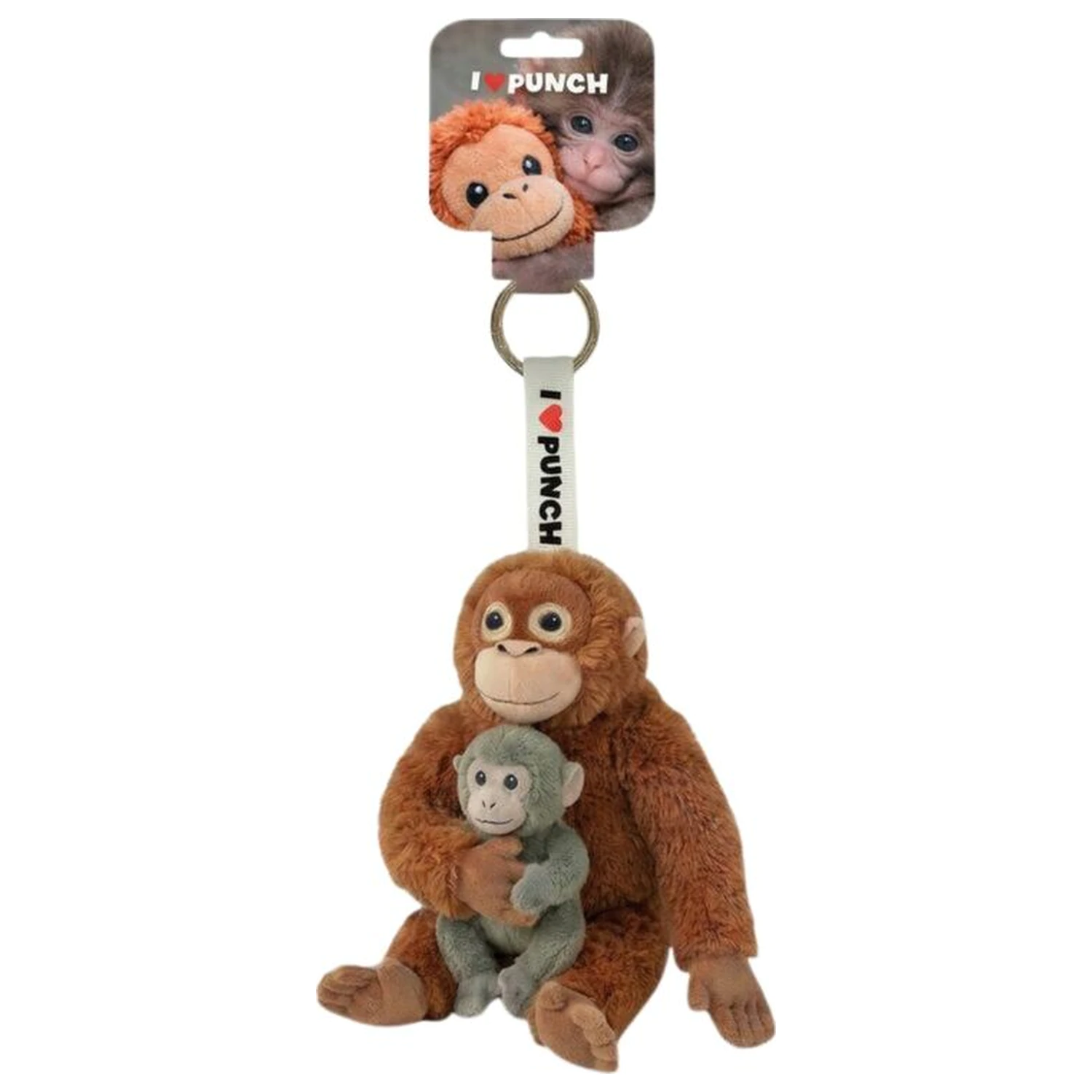 Punch monkey plišani privjesak za ključeve 15 cm fotografija proizvoda