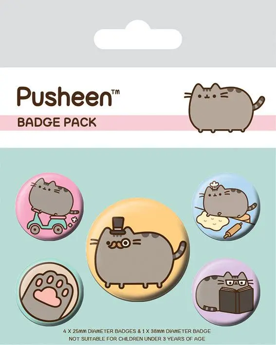 Pusheen Pin-Back Gumbi 5-Pack Fancy fotografija proizvoda