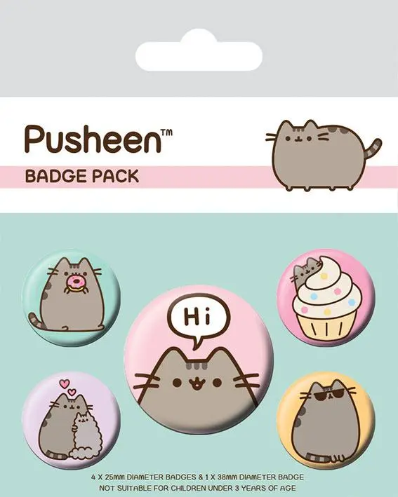 Pusheen Pin-Back Bedževi 5-Pack Pusheen Says Hi fotografija proizvoda