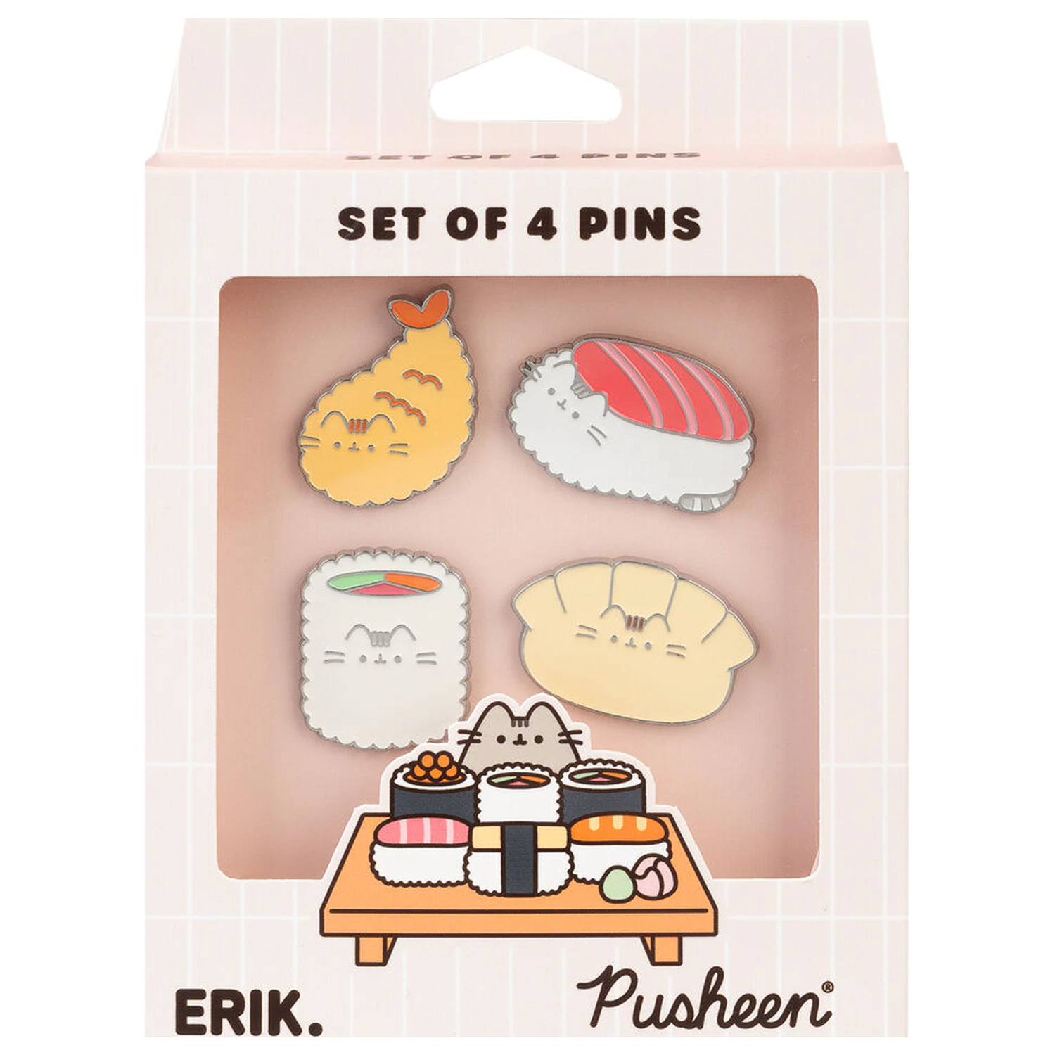 Pusheen Sushi Roll set 4 bedža fotografija proizvoda