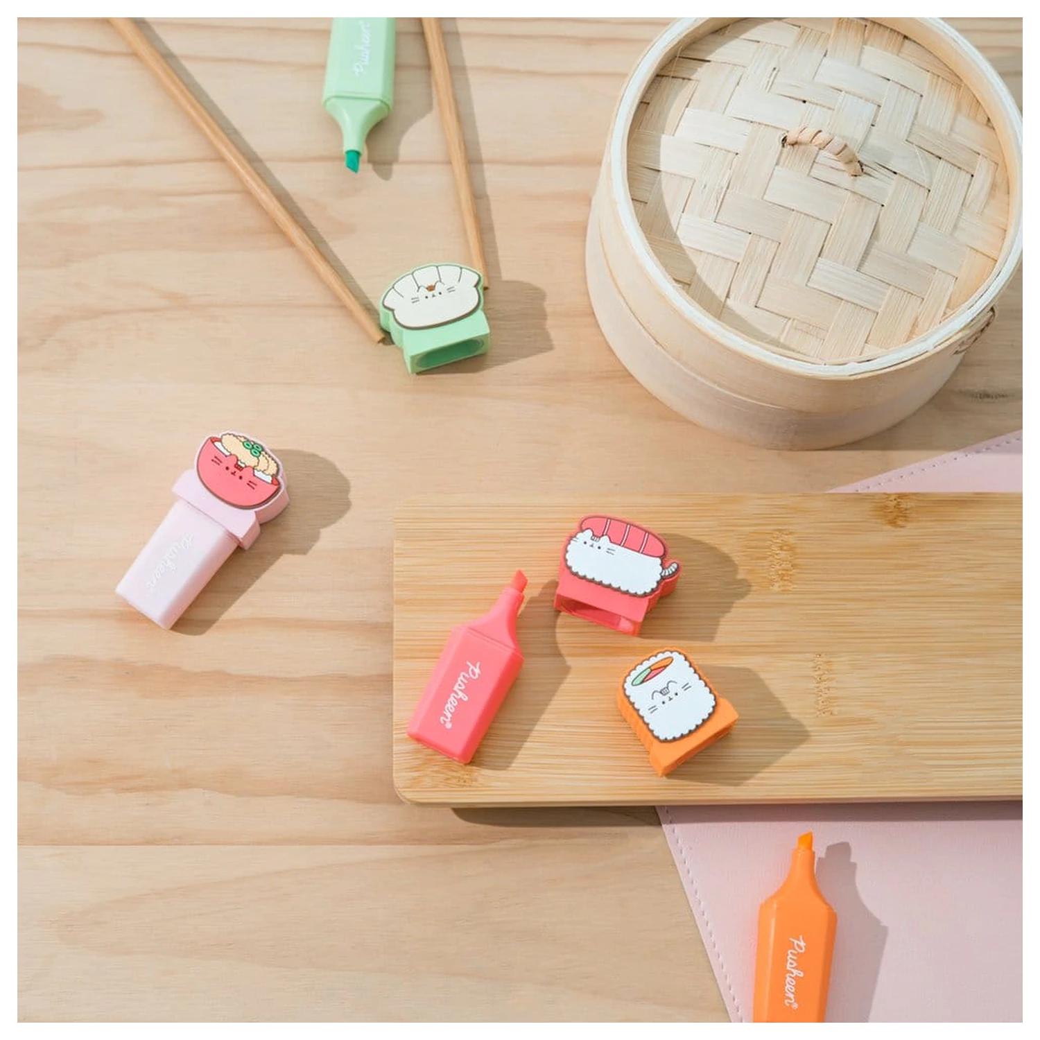Pusheen Sushi Roll set od 4 markera s topperom fotografija proizvoda