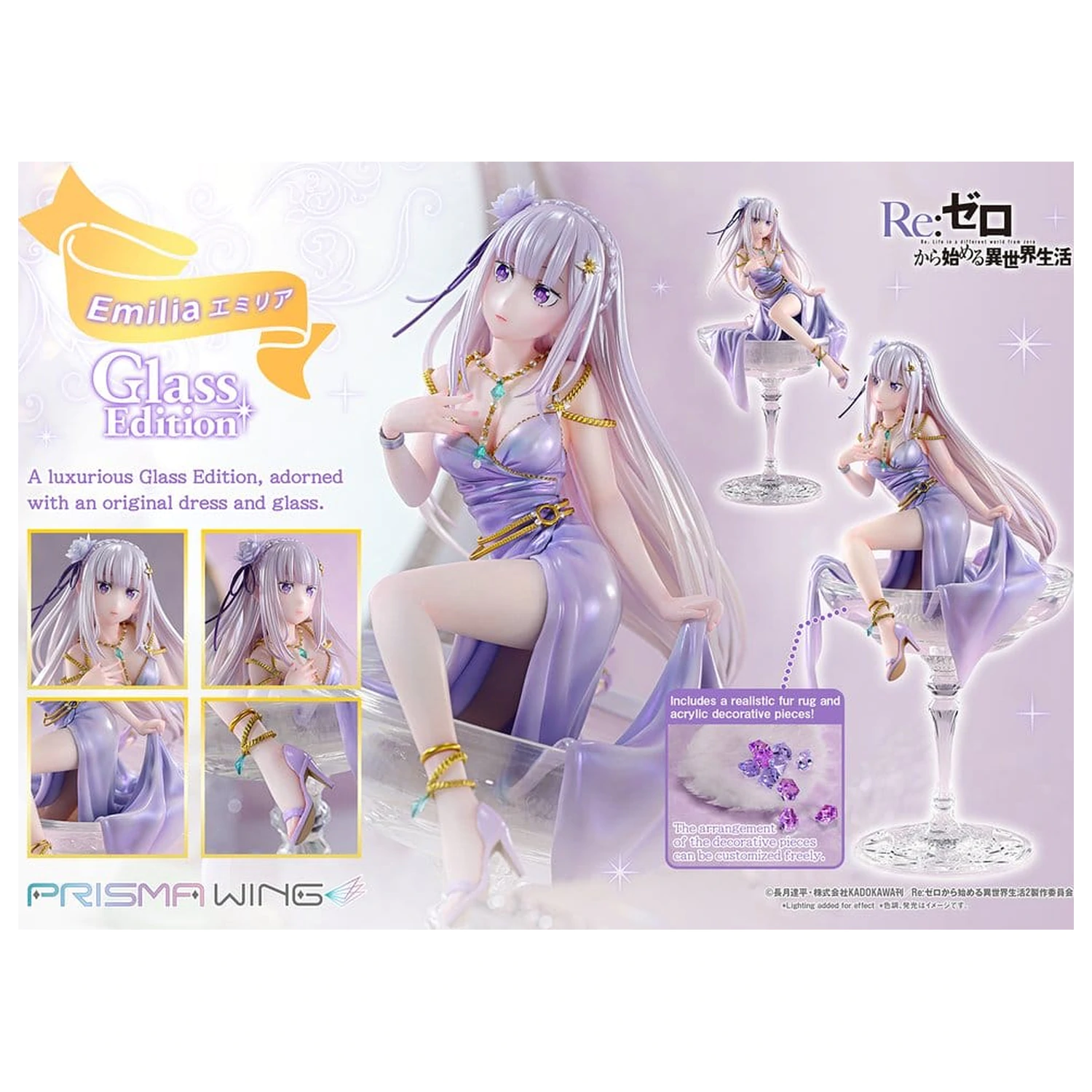 Re:Zero Prisma Wing Kip 1/7 Emilia Stakleno izdanje Bonus verzija 29 cm fotografija proizvoda