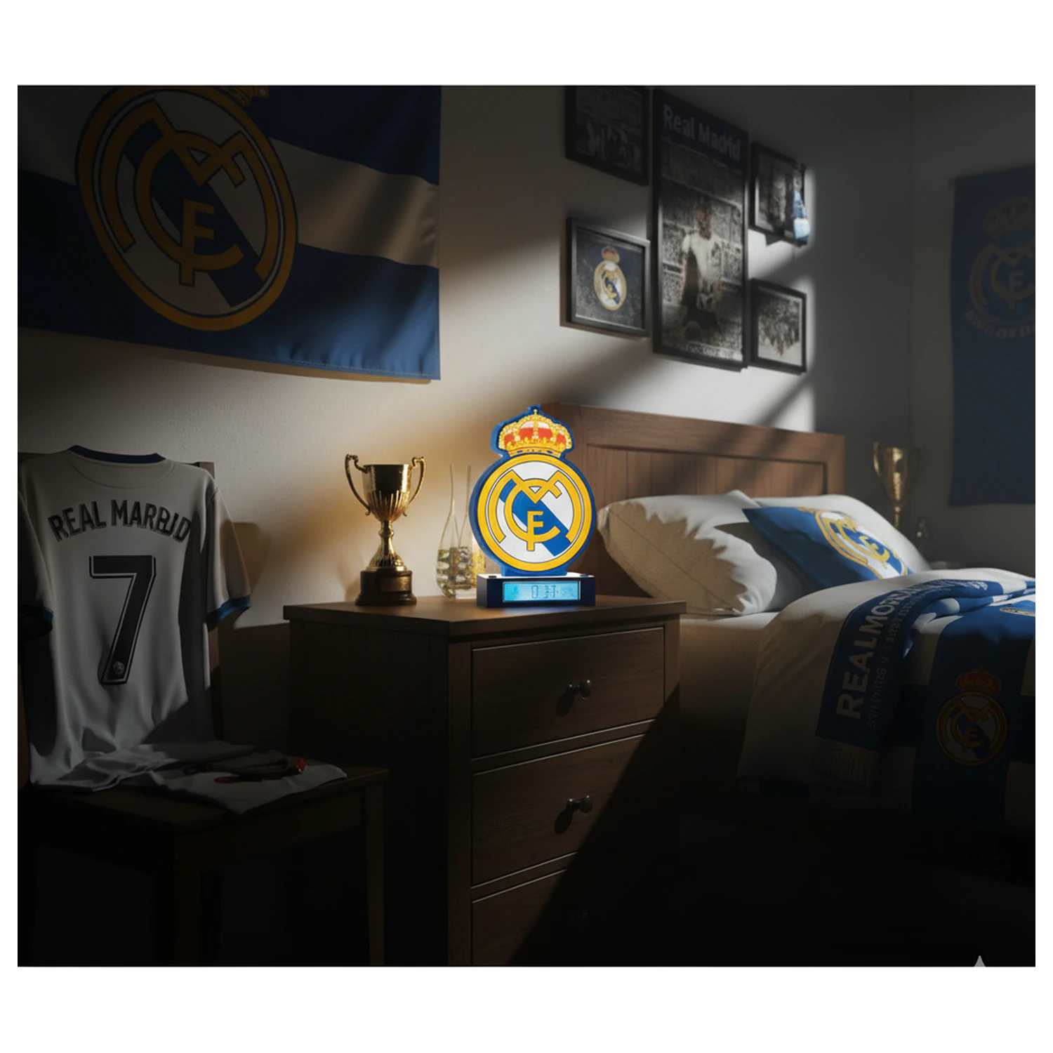 Real Madrid 3D Alarmna Budilica lampa fotografija proizvoda
