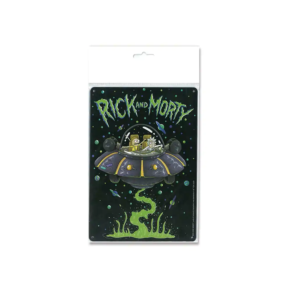 Rick & Morty Metalna ploča Spaceship 15 x 21 cm fotografija proizvoda