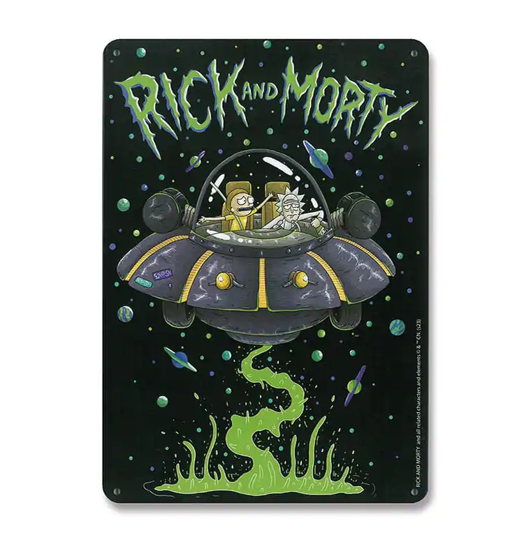 Rick & Morty Metalna ploča Spaceship 15 x 21 cm fotografija proizvoda