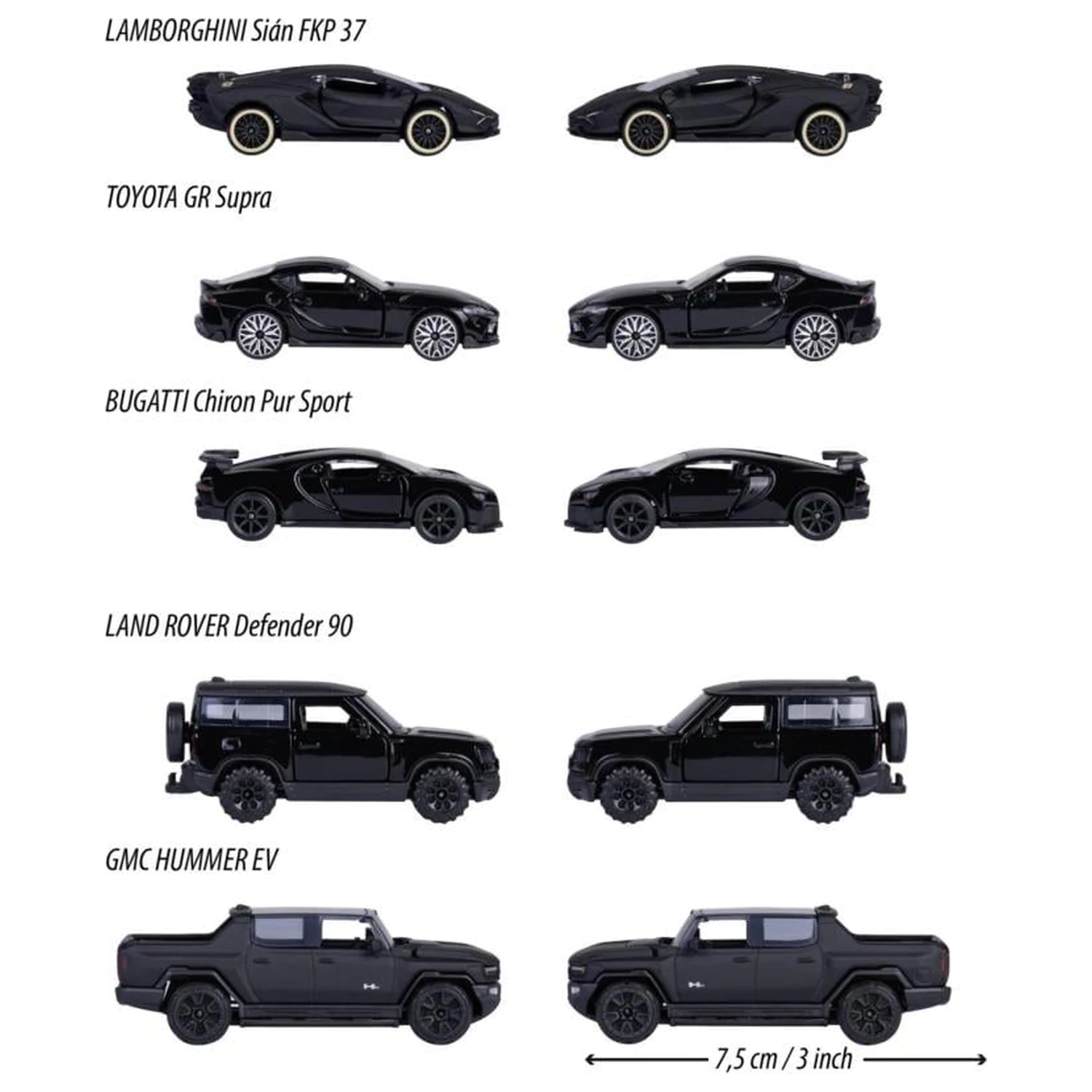 RIDE COOL Black Edition Pakiranje od 5 minijaturnih automobila 1:64 fotografija proizvoda