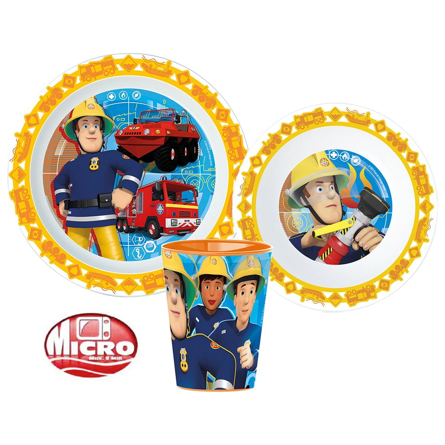 Fireman Sam Rescue Mission set za večeru, Micro Plastic Set, sa staklom od 260 ml fotografija proizvoda
