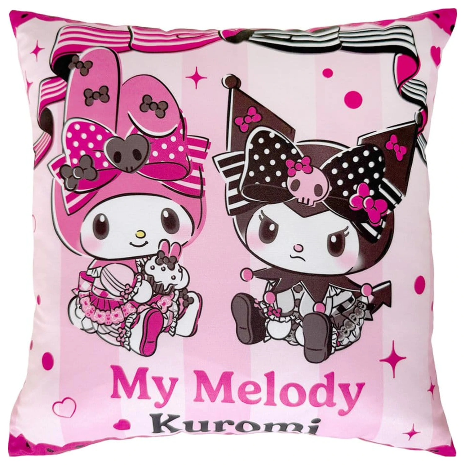 Sanrio Pink Black Party Series Jastuk Kuromi & My Melody 35 x 35 cm fotografija proizvoda