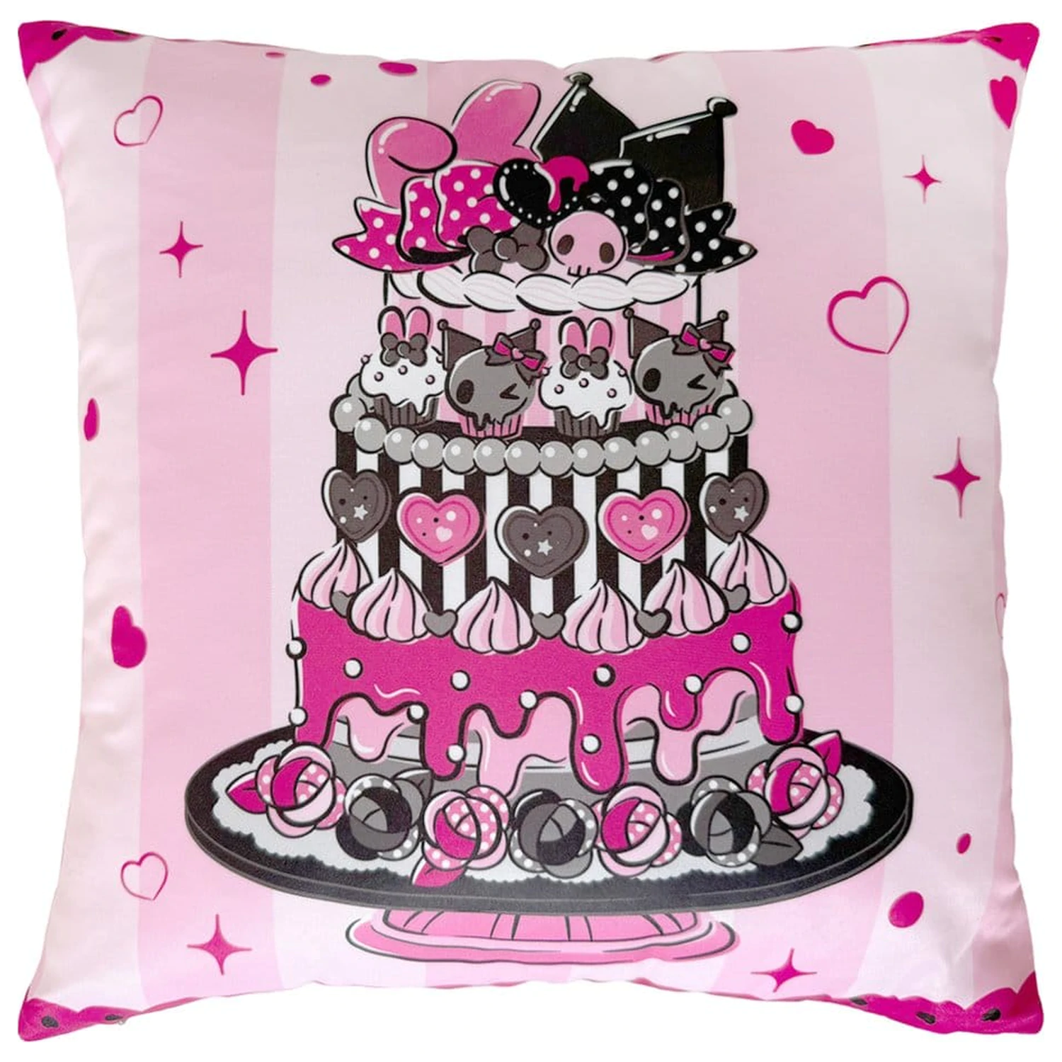 Sanrio Pink Black Party Series Jastuk Kuromi & My Melody 35 x 35 cm fotografija proizvoda