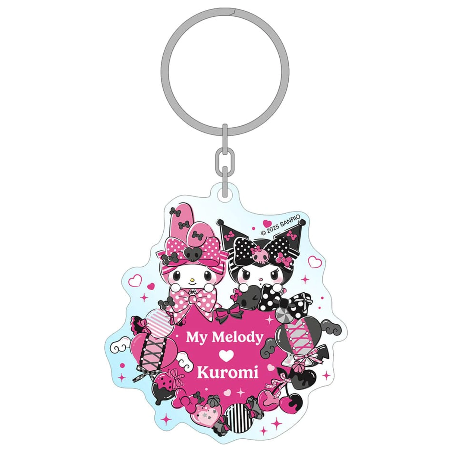 Sanrio Pink Black Party Series Akrilni privjesak za ključeve My Melody & Kuromi 7 cm fotografija proizvoda