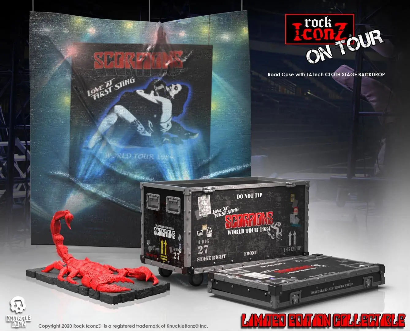 Scorpions Rock Ikonz On Tour World Tour 1984 Road Case kip + pozadina pozornice fotografija proizvoda