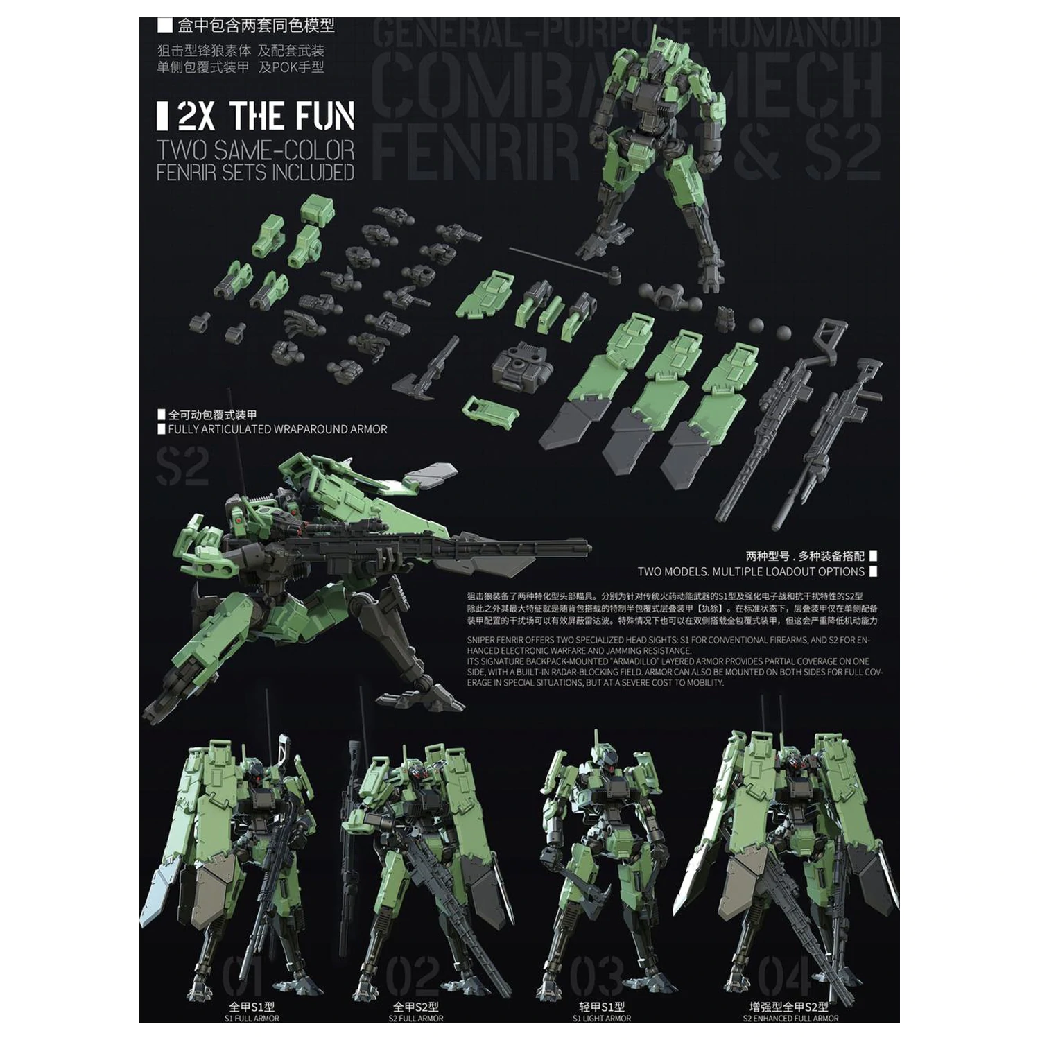 Sheik Mainland Sniping Type Fenrir (Zeleni) Plastični Model 1/18 fotografija proizvoda