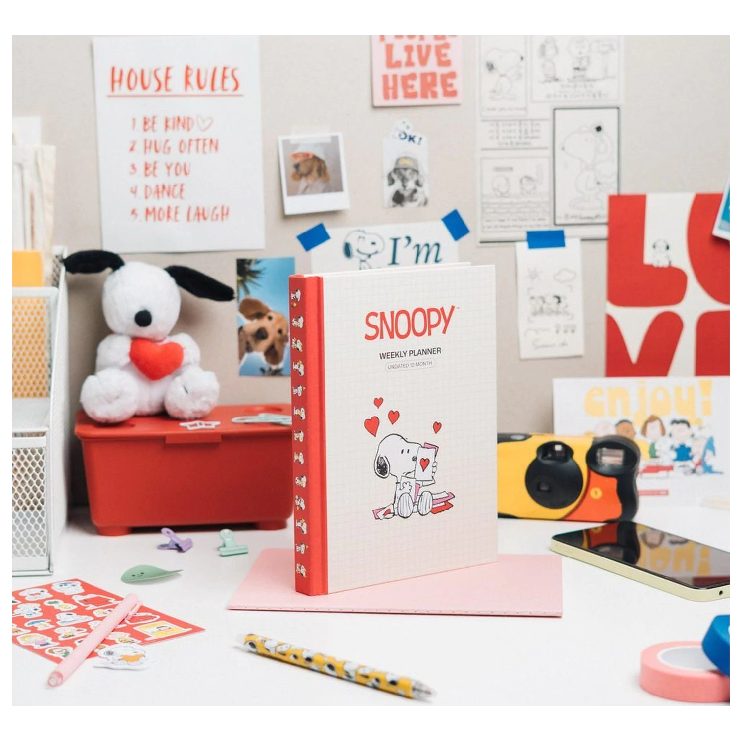 Snoopy A5 nedatirani tjedni planer fotografija proizvoda