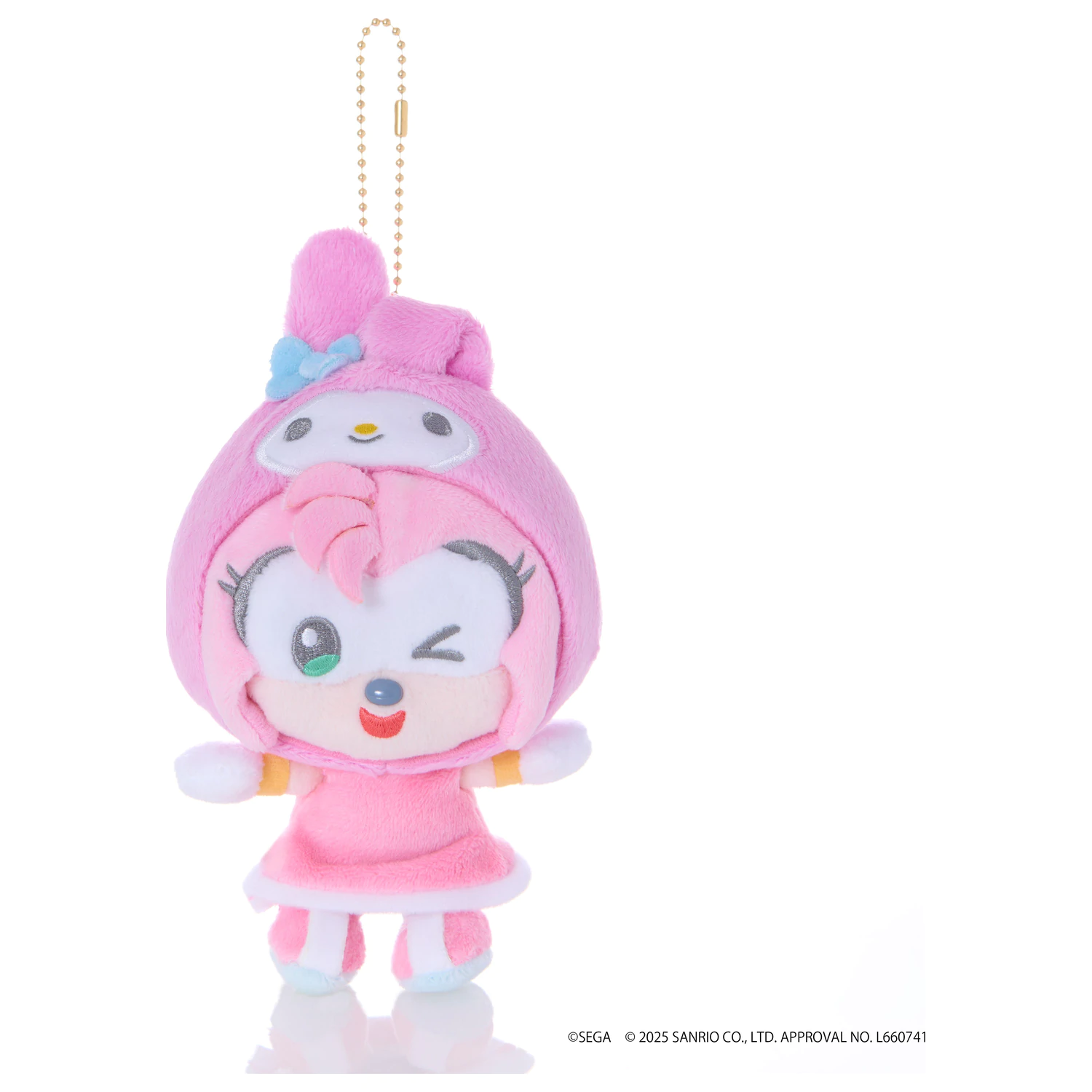 SONIC & FRIENDS x SANRIO Amy x My Melody maskota plišana igračka 8cm fotografija proizvoda