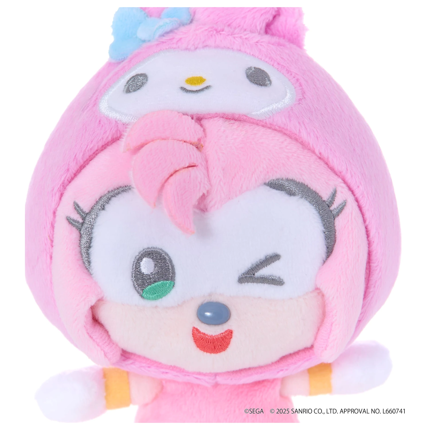 SONIC & FRIENDS x SANRIO Amy x My Melody maskota plišana igračka 8cm fotografija proizvoda