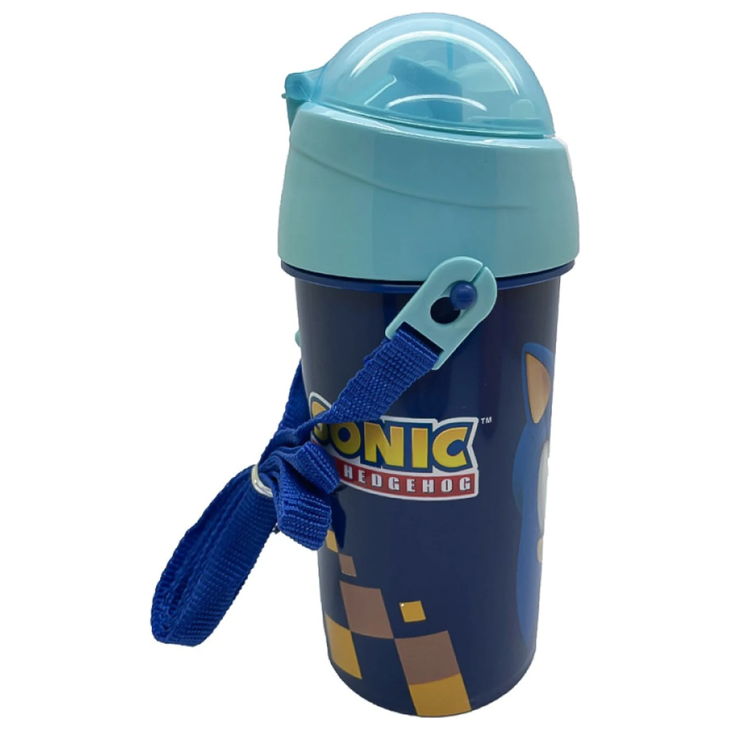 Sonic Speed plava plastična boca sa slamkom i vješalicom 500 ml fotografija proizvoda