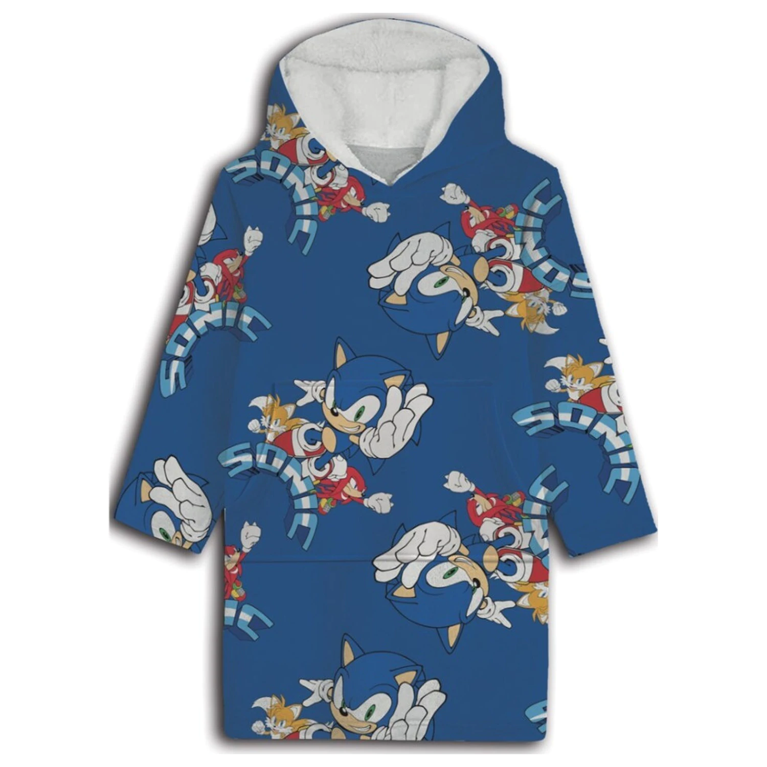 Sonic Team nosiva plišana deka od flisa pončo za 7-14 godina fotografija proizvoda