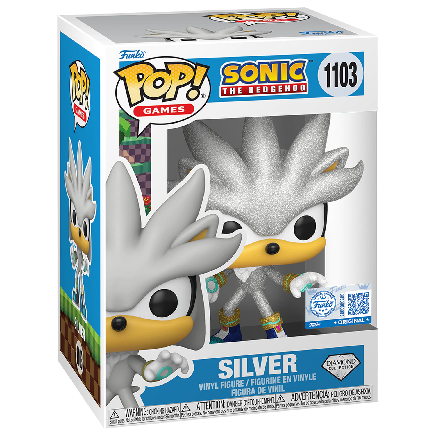 Sonic The Hedgehog Funko POP! Games Vinilna figura Silver The Hedgehog (FL) 9 cm fotografija proizvoda