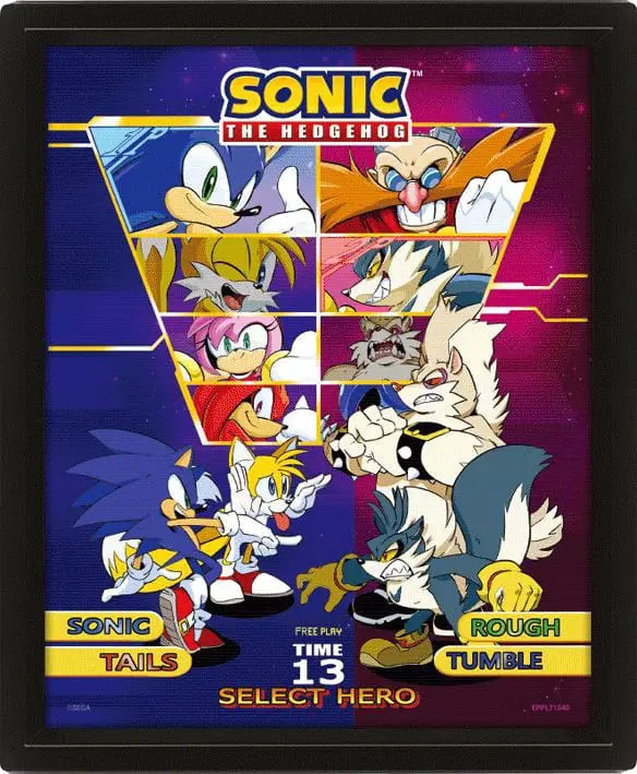 Sonic The Hedgehog 3D lentikularni uokvireni poster Select Your Fighter 26 x 20 cm fotografija proizvoda