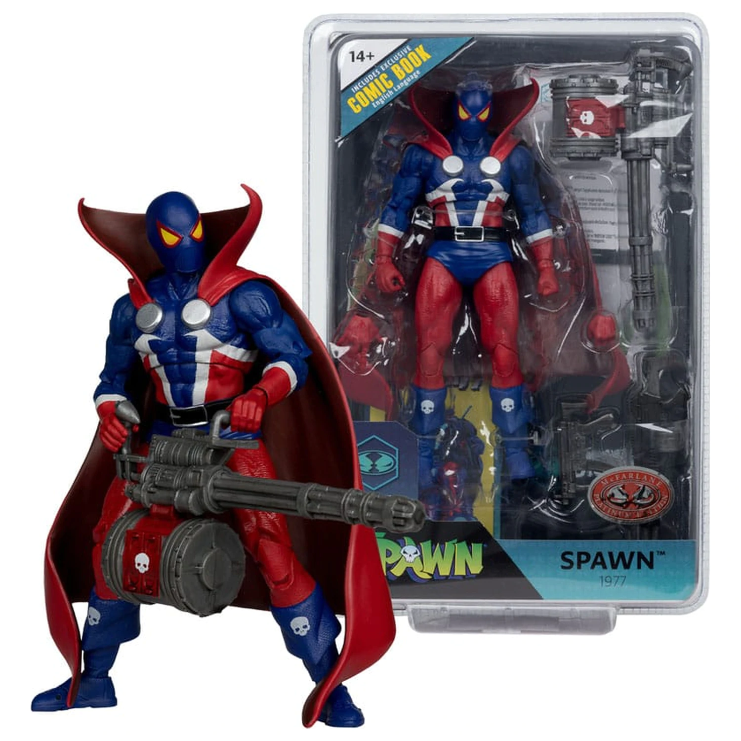 Spawn Page Punchers akcijska figura Spawn 1977 Red and Blue (Chase) Red Platinum Edition 18 cm fotografija proizvoda