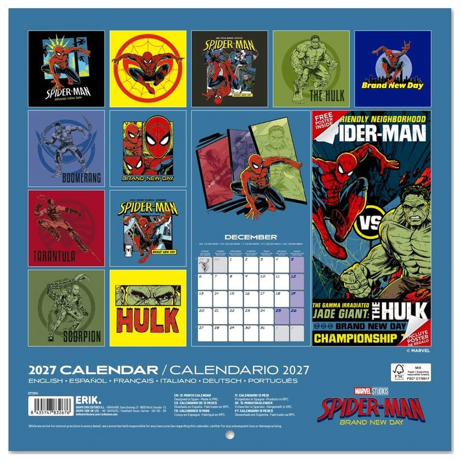 Spider-Man zidni kalendar 2027 30 x 30 cm fotografija proizvoda