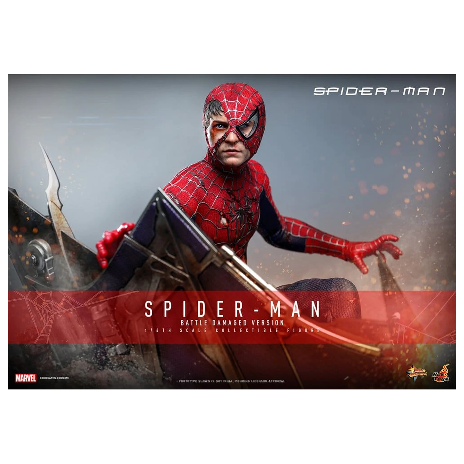 Spider-Man Movie Masterpiece akcijska figura 1/6 Spider-Man (Battle Damaged Version) 30 cm fotografija proizvoda