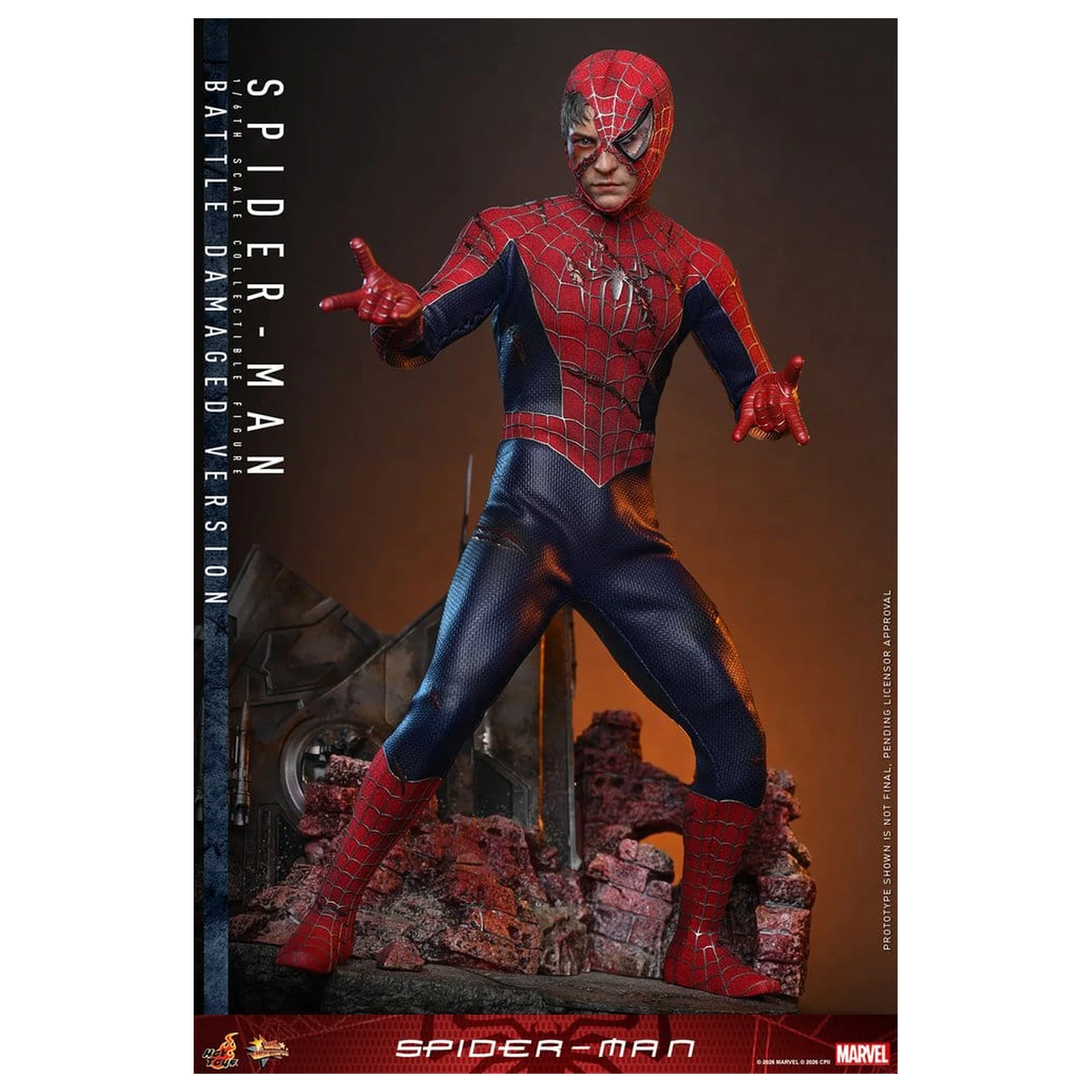 Spider-Man Movie Masterpiece akcijska figura 1/6 Spider-Man (Battle Damaged Version) 30 cm fotografija proizvoda