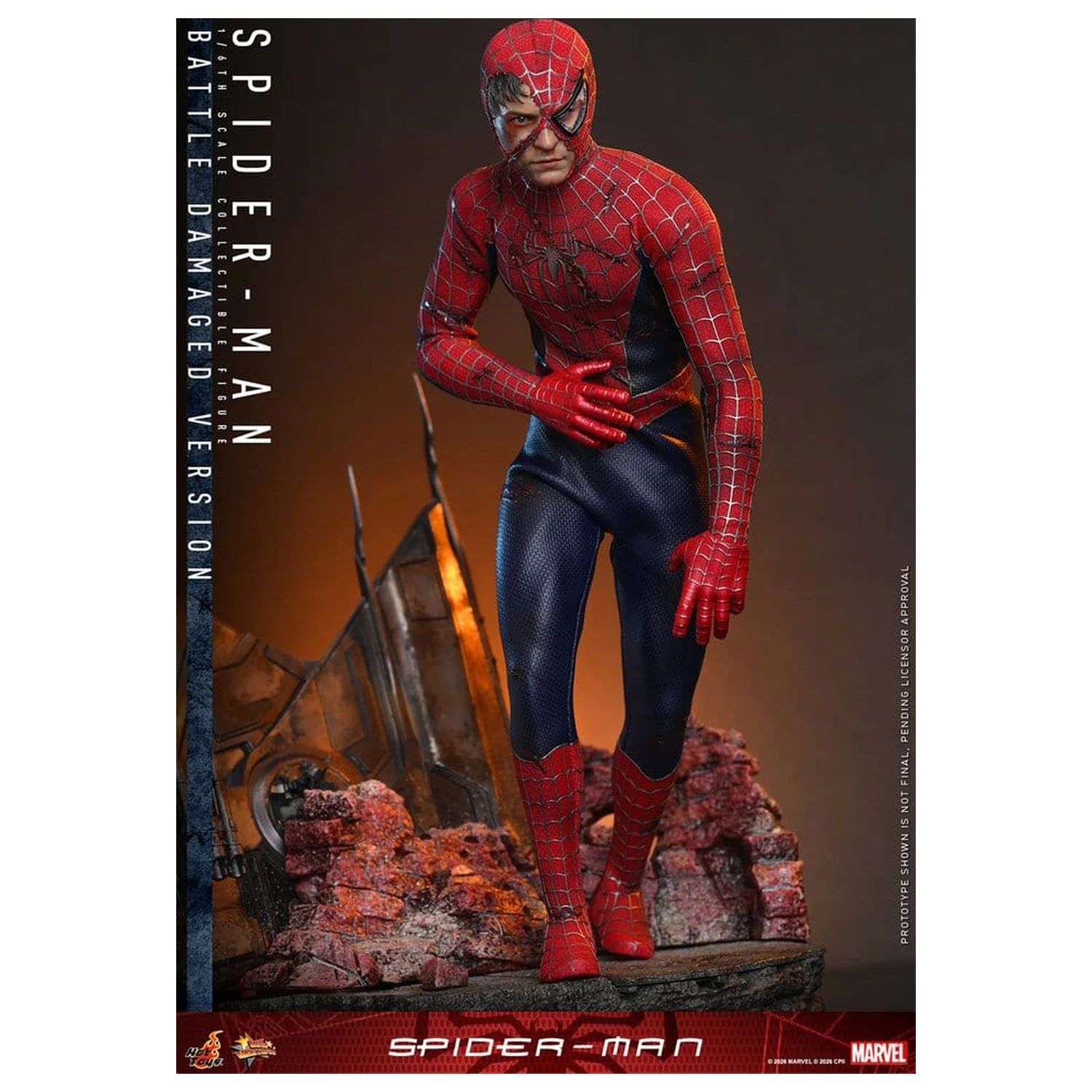Spider-Man Movie Masterpiece akcijska figura 1/6 Spider-Man (Battle Damaged Version) 30 cm fotografija proizvoda